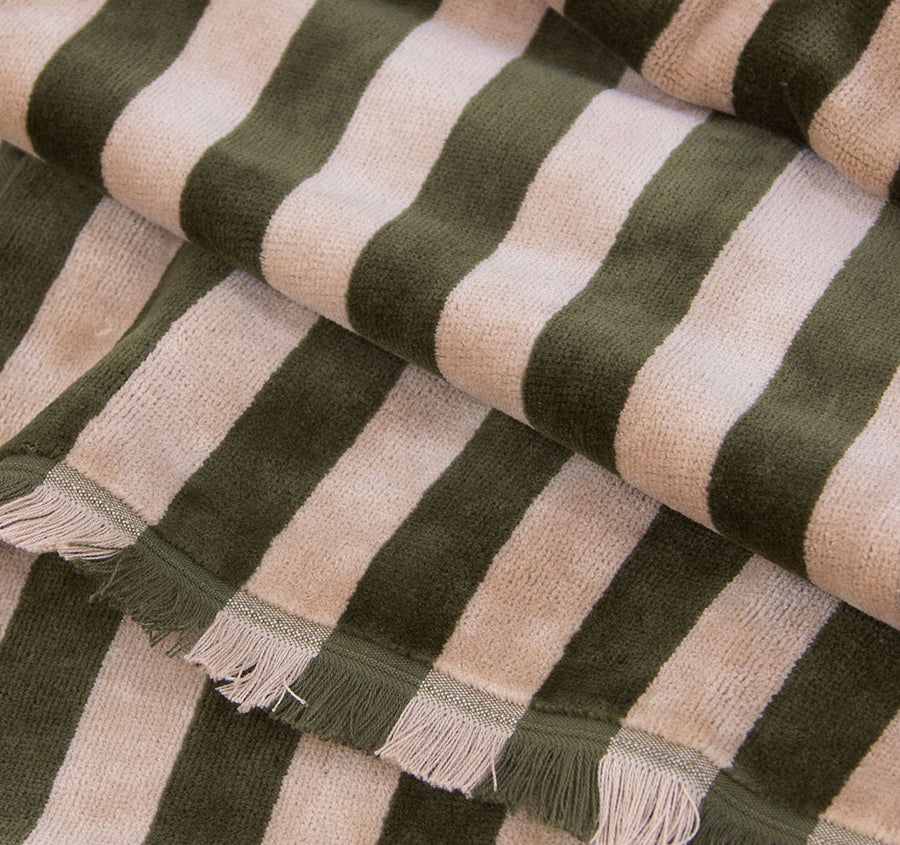 Palma Stripe 560GSM Cotton Bath Towel Range Caper and Shell