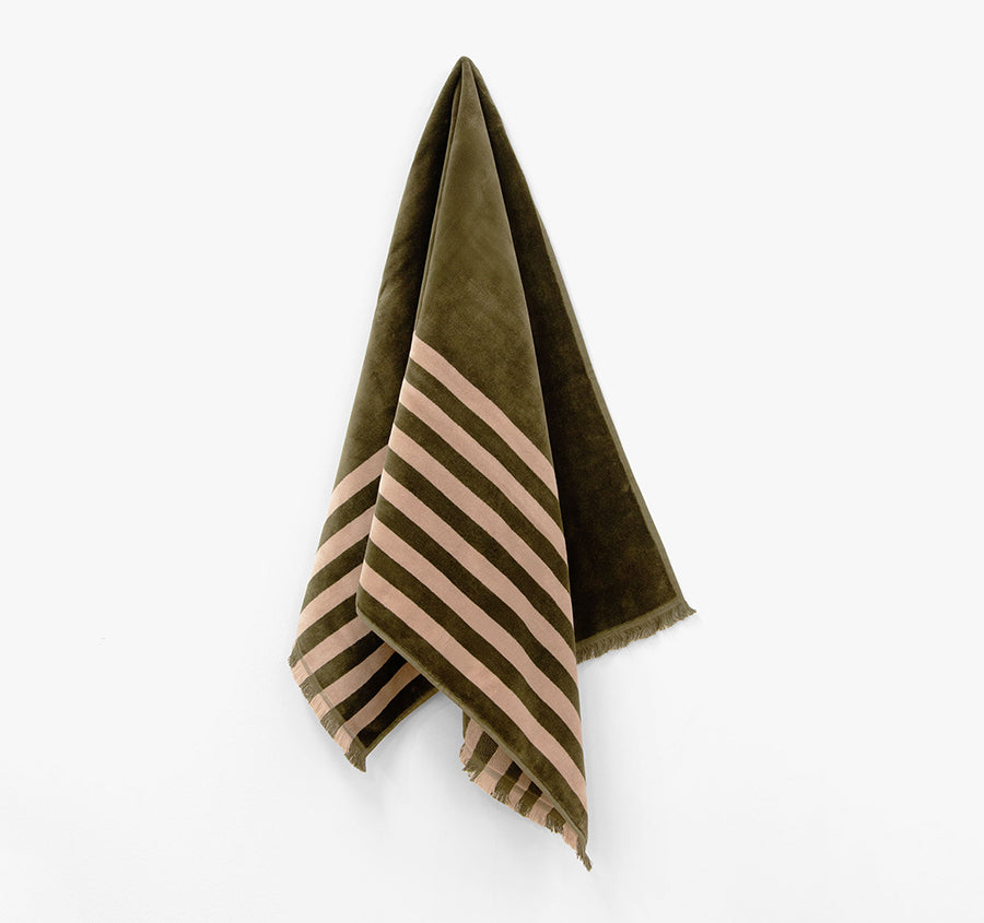 Palma Stripe 560GSM Cotton Bath Towel Range Caper and Shell