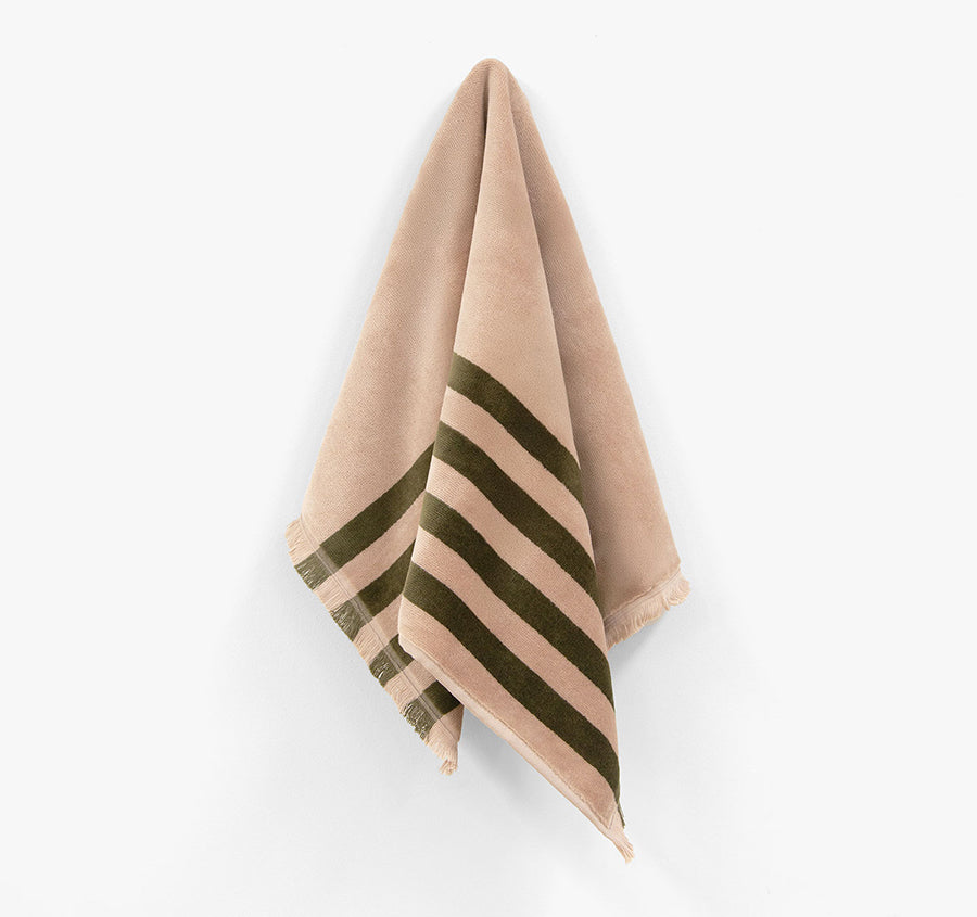 Palma Stripe 560GSM Cotton Bath Towel Range Caper and Shell