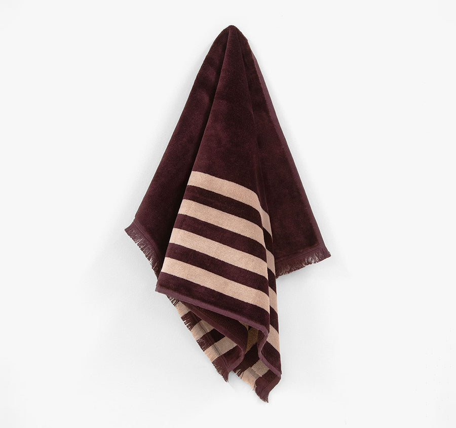 Palma Stripe 560GSM Cotton Bath Towel Range Mulberry and Shell