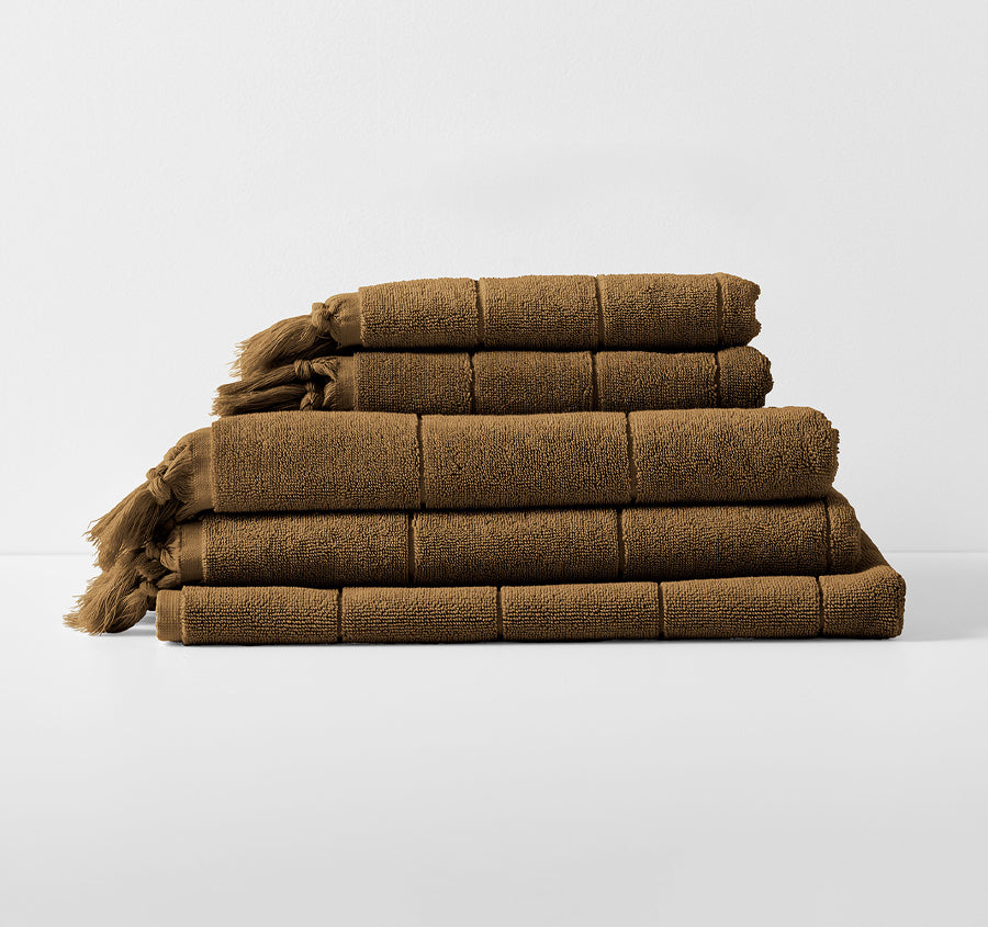 Paros 5 Piece 580GSM Cotton Bath Towel Set Caramel