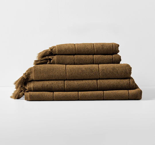 Paros 5 Piece 580GSM Cotton Bath Towel Set Caramel
