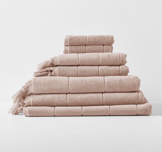 Paros 5 Piece 580GSM Cotton Bath Towel Set Pink Clay