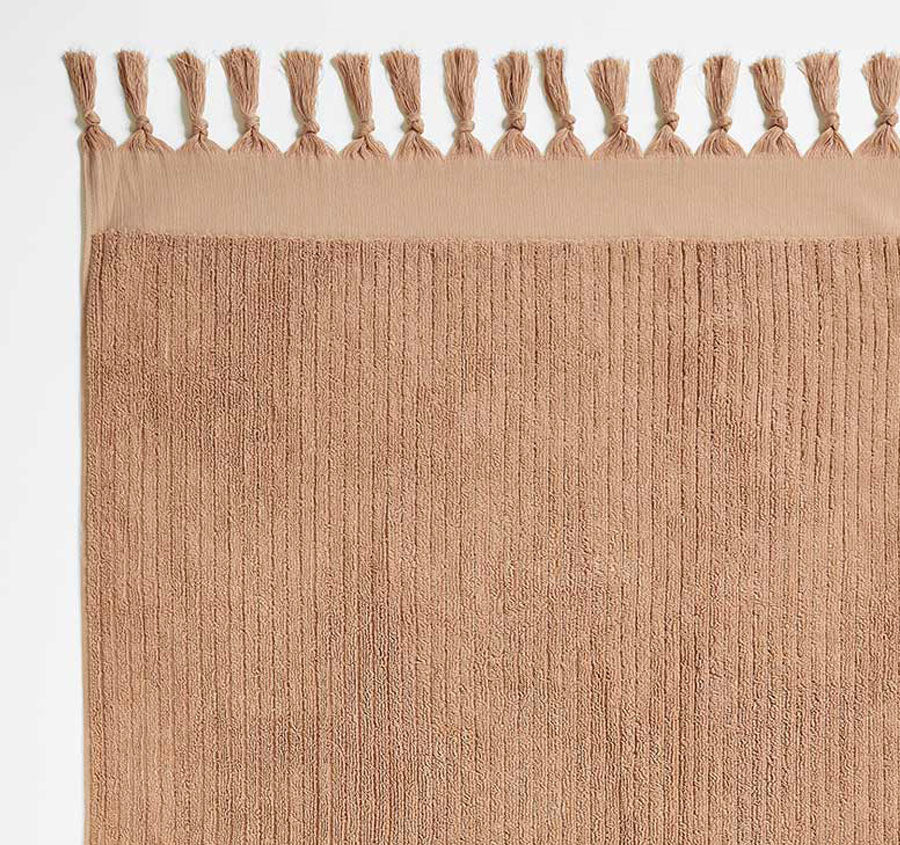 Paros Rib 5 Piece 580GSM Cotton Bath Towel Set Clay