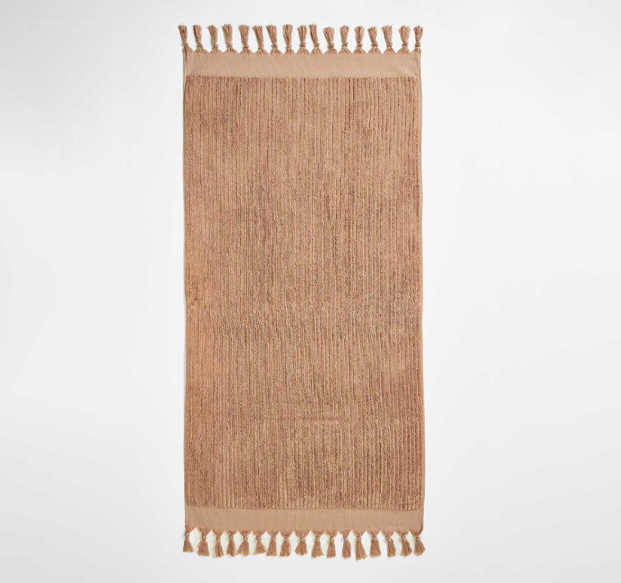 Paros Rib 5 Piece 580GSM Cotton Bath Towel Set Clay
