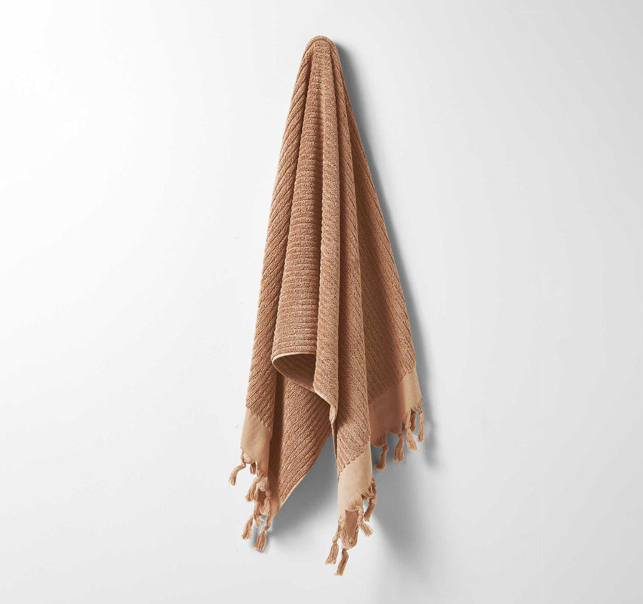 Paros Rib 5 Piece 580GSM Cotton Bath Towel Set Clay