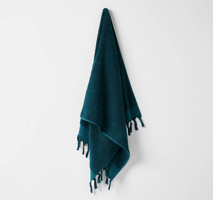 Paros Rib 580GSM Cotton Bath Towel Range Indian Teal