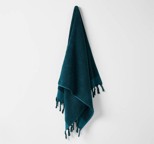 Paros Rib 580GSM Cotton Bath Towel Range Indian Teal