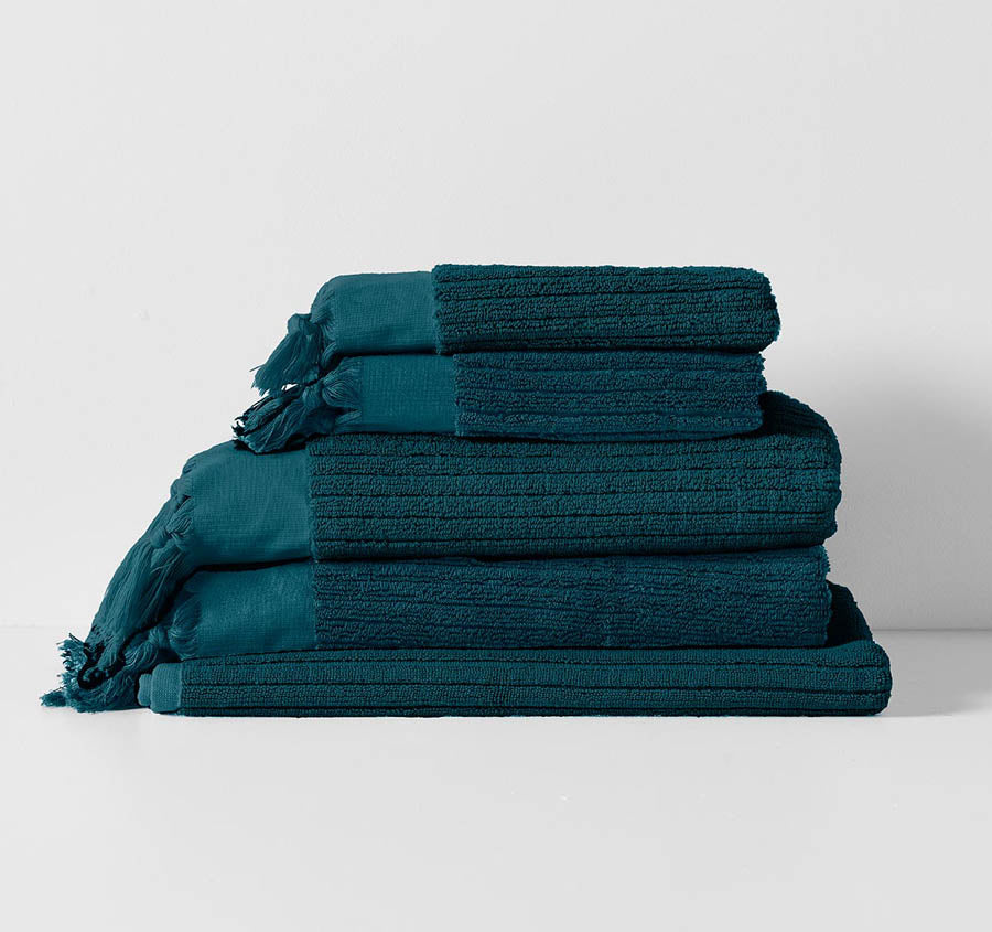Paros Rib 580GSM Cotton Bath Towel Range Indian Teal