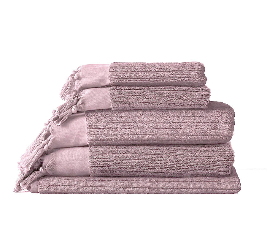 Paros Rib 5 Piece 580GSM Cotton Bath Towel Set Lilac