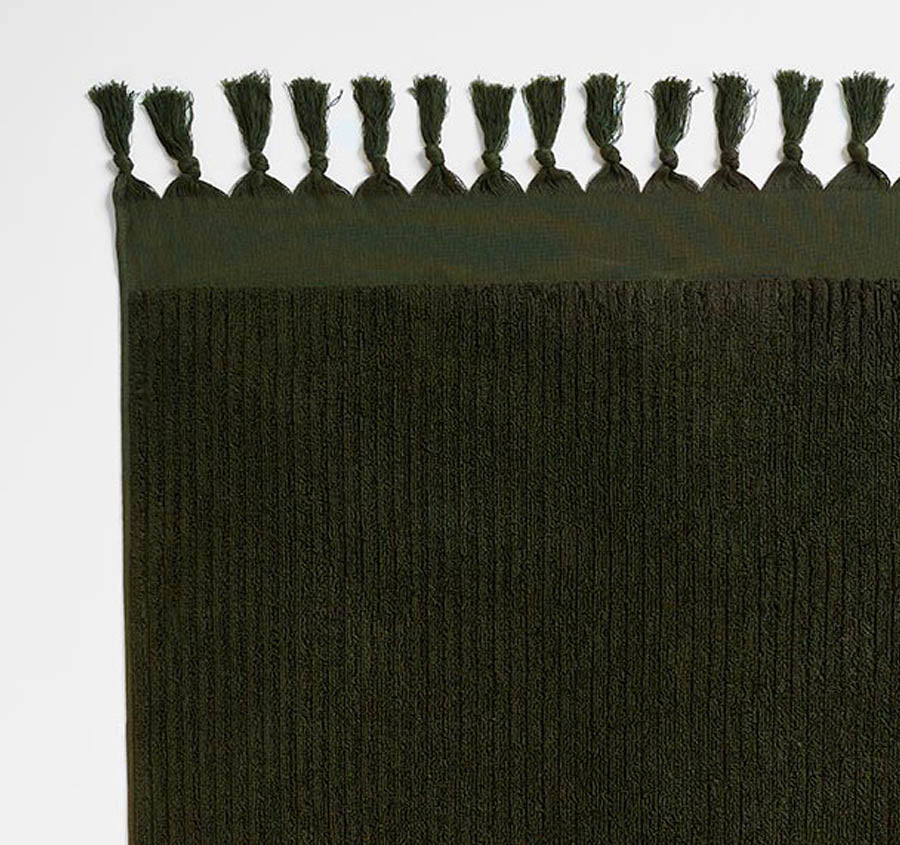 Paros Rib 5 Piece 580GSM Cotton Bath Towel Set Olive Night