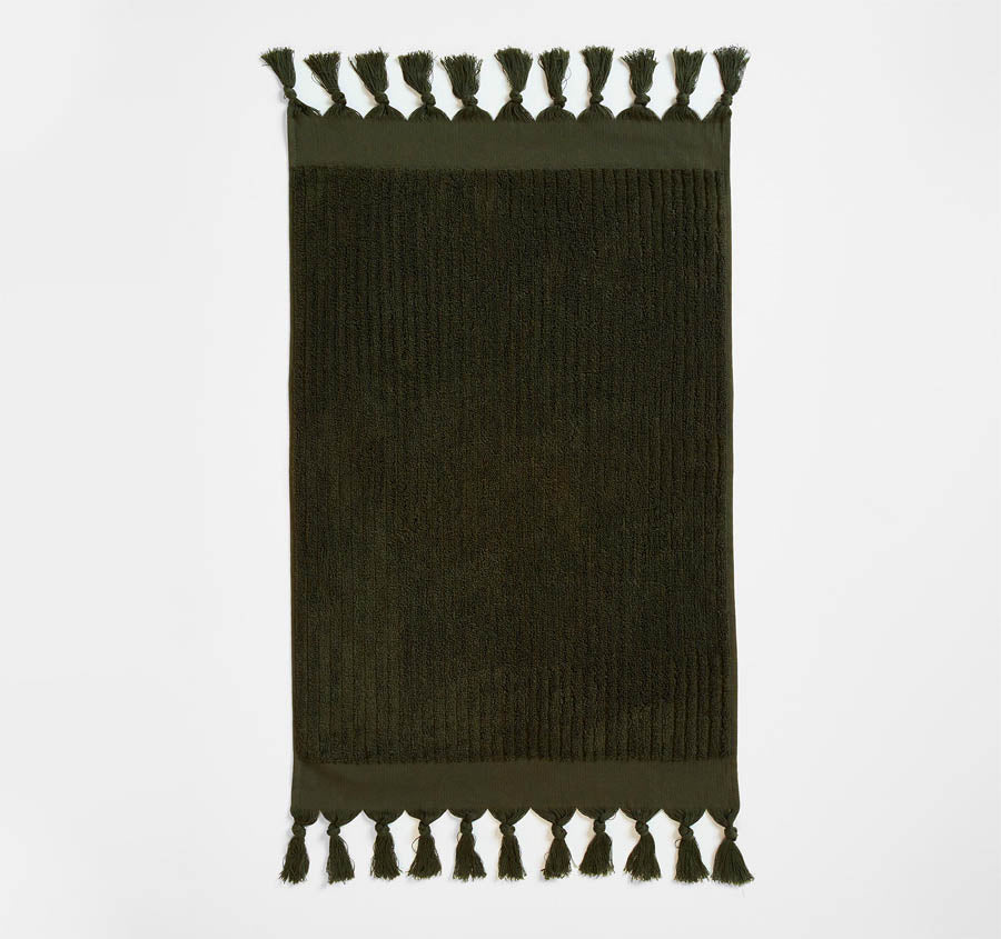 Paros Rib 5 Piece 580GSM Cotton Bath Towel Set Olive Night