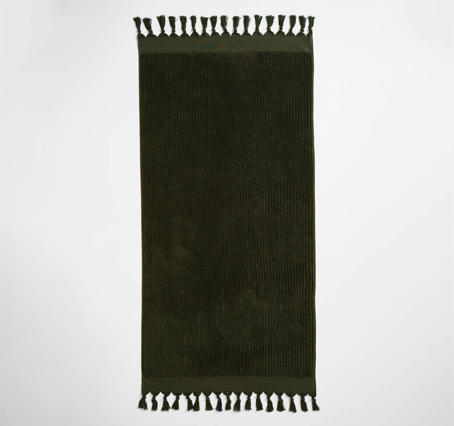 Paros Rib 580GSM Cotton Bath Towel Range Olive Night