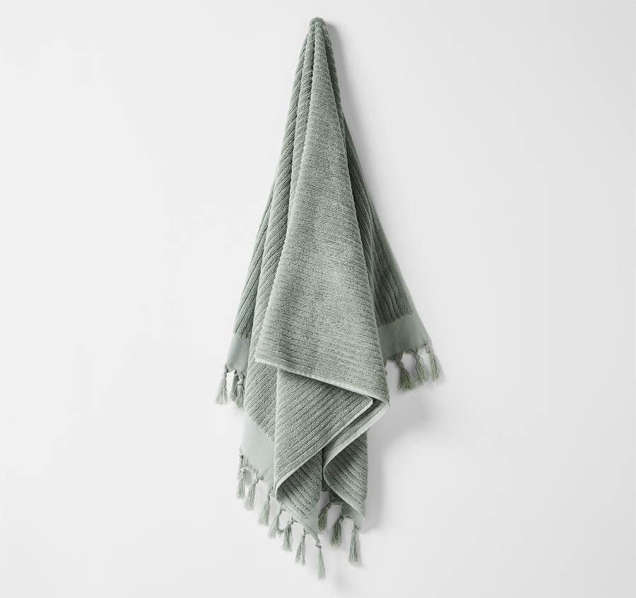 Paros Rib 580GSM Cotton Bath Towel Range Sage