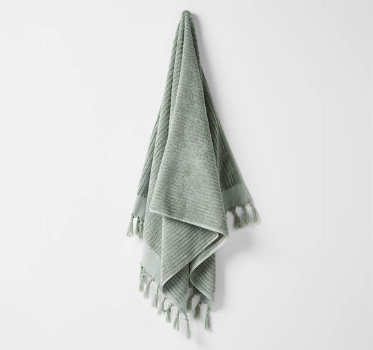 Paros Rib 580GSM Cotton Bath Towel Range Sage