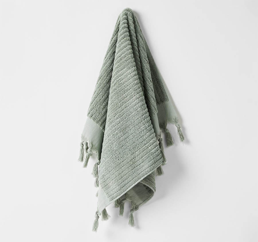 Paros Rib 580GSM Cotton Bath Towel Range Sage