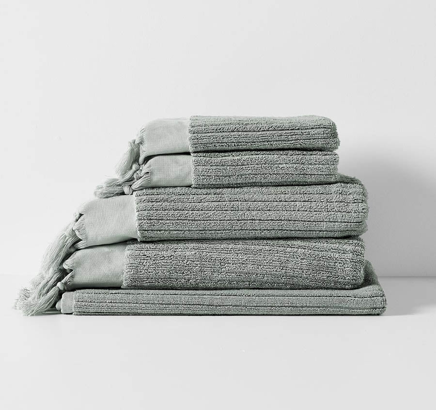 Paros Rib 580GSM Cotton Bath Towel Range Sage
