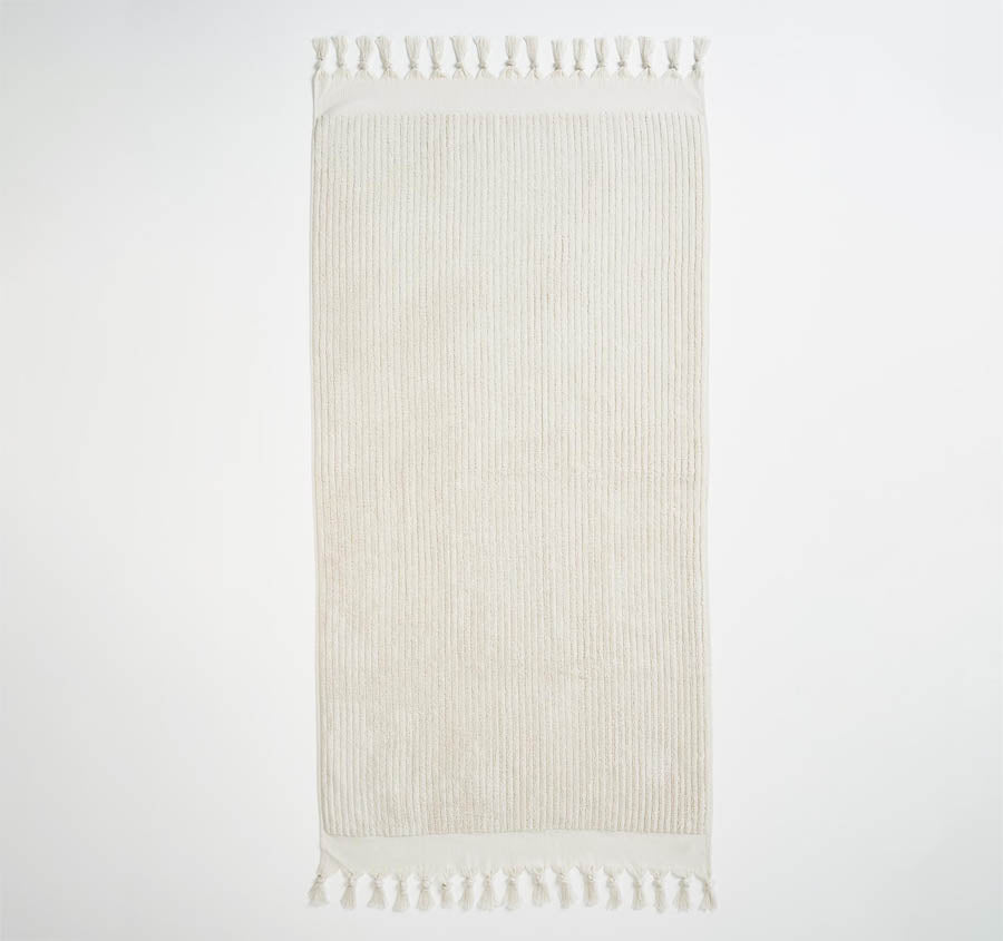 Paros Rib 5 Piece 580GSM Cotton Bath Towel Set Sand