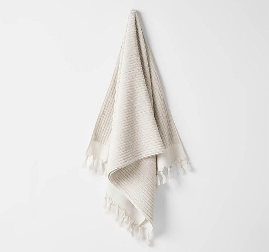 Paros Rib 580GSM Cotton Bath Towel Range Sand
