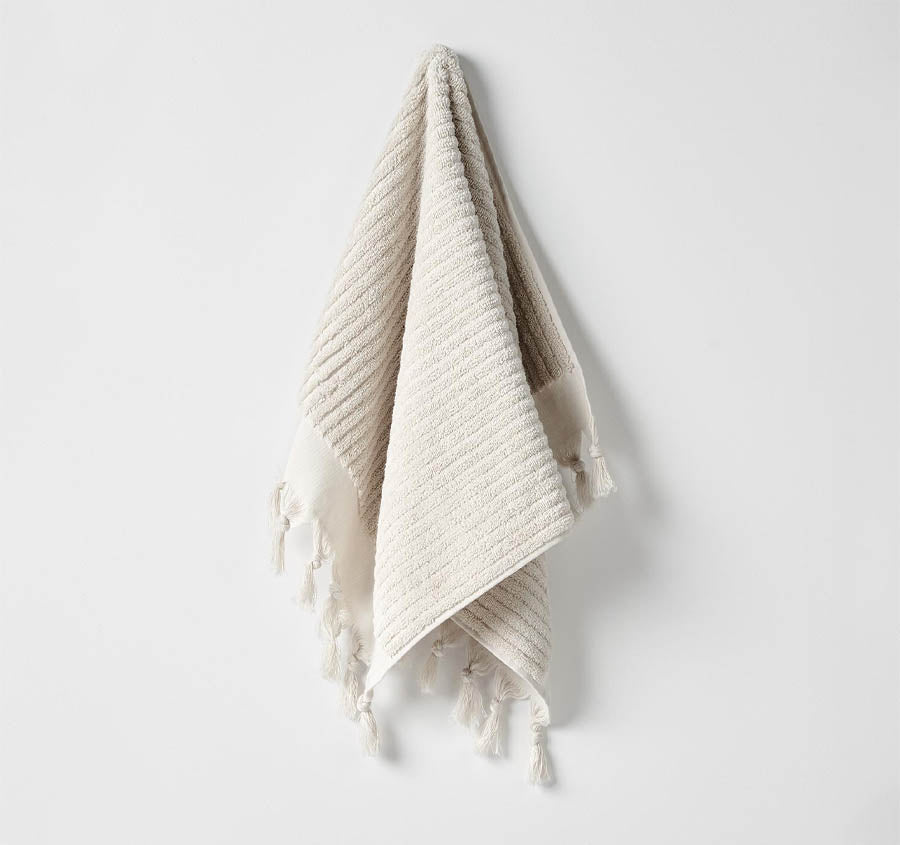 Paros Rib 580GSM Cotton Bath Towel Range Sand