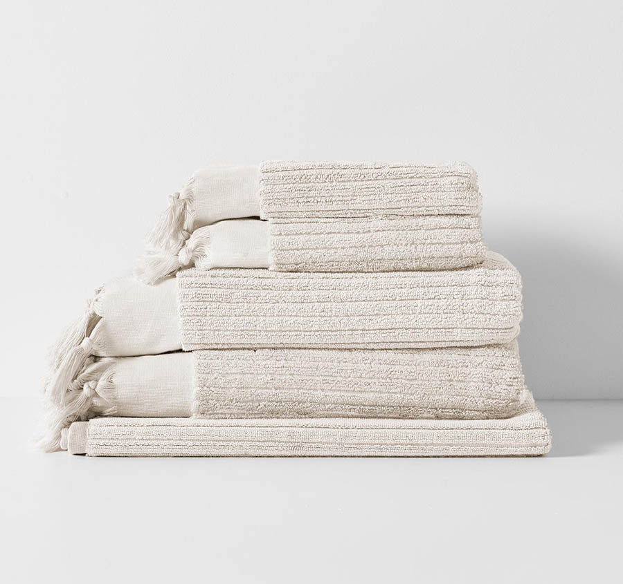 Paros Rib 580GSM Cotton Bath Towel Range Sand