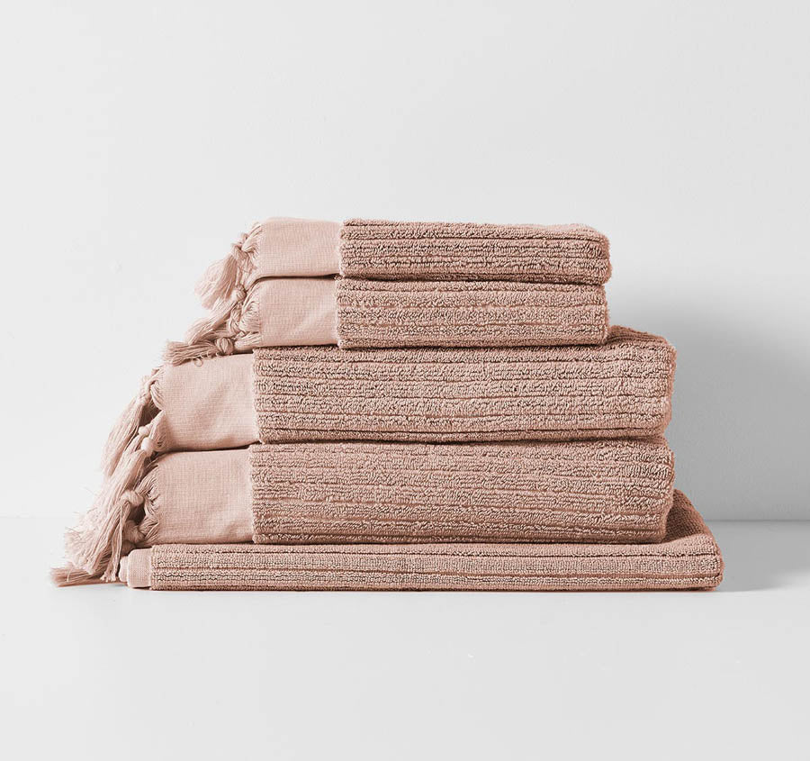 Paros Rib 5 Piece 580GSM Cotton Bath Towel Set Shell