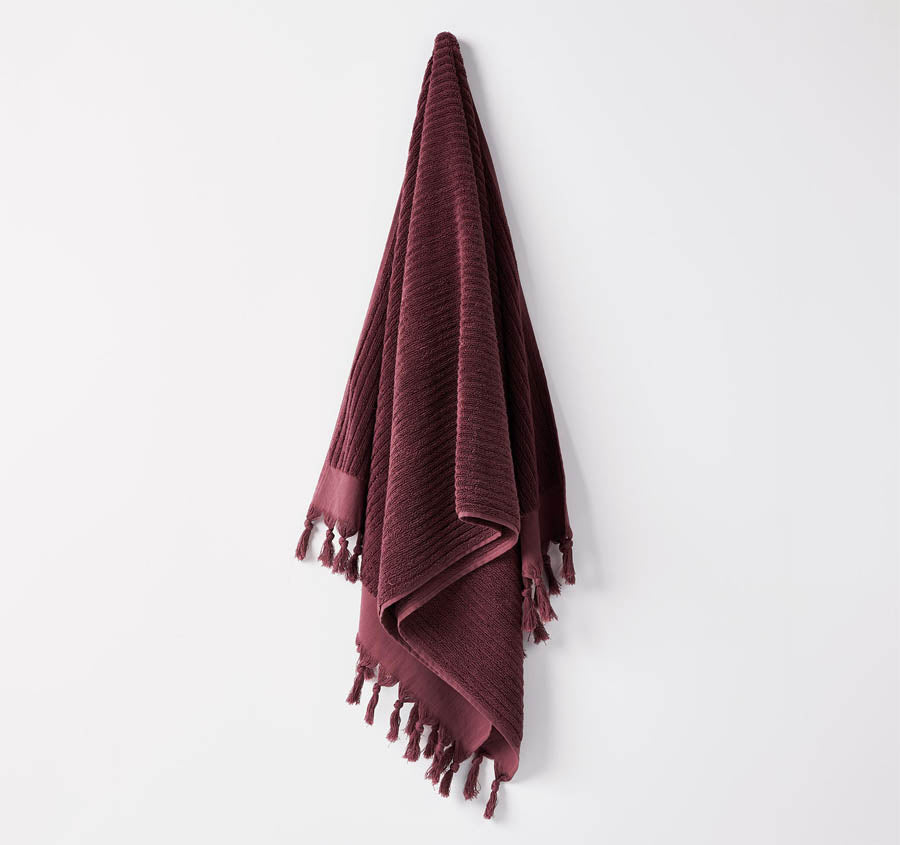 Paros Rib 580GSM Cotton Bath Towel Range Syrah
