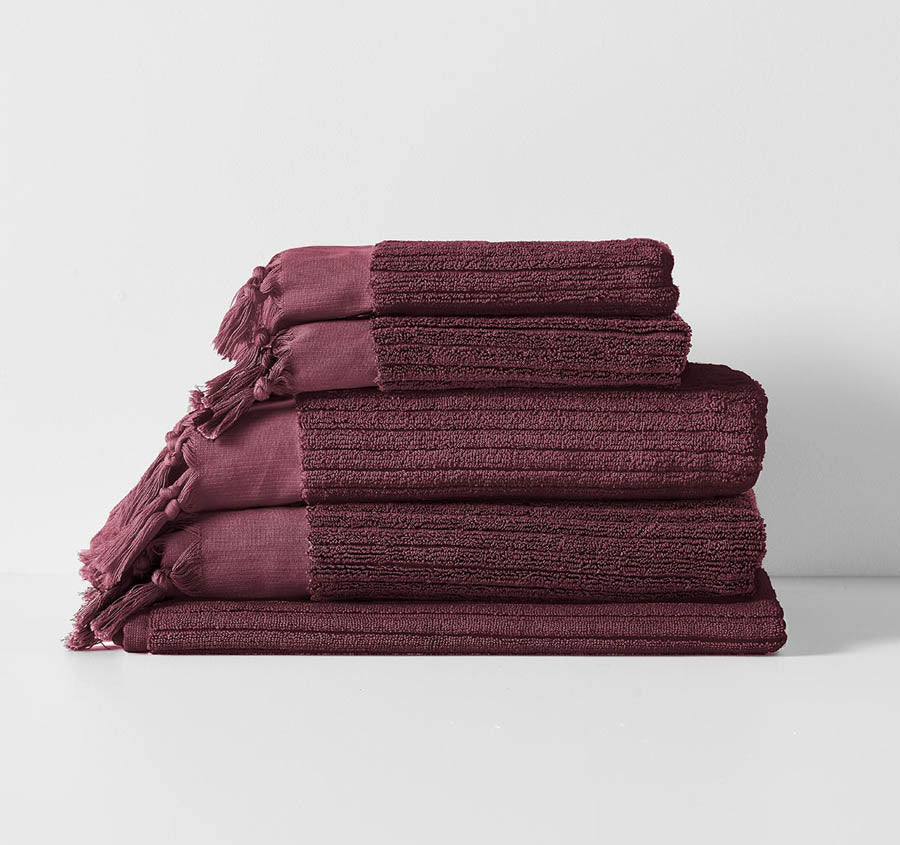Paros Rib 580GSM Cotton Bath Towel Range Syrah