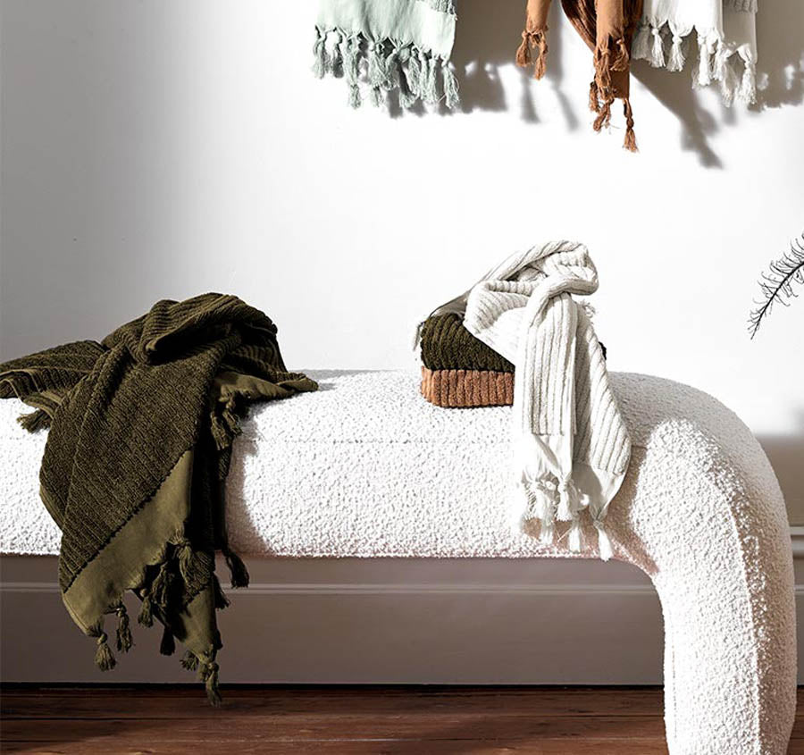 Paros Rib 580GSM Cotton Bath Towel Range Olive Night