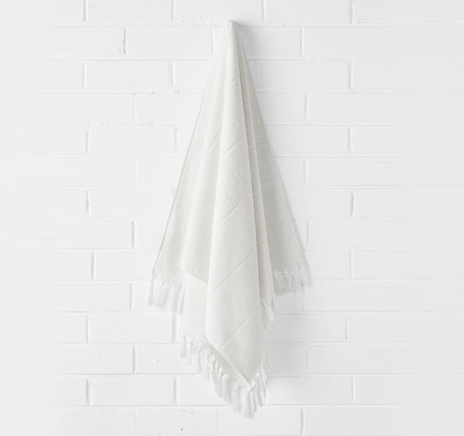 Paros 580GSM Cotton Bath Towel Range White Wash