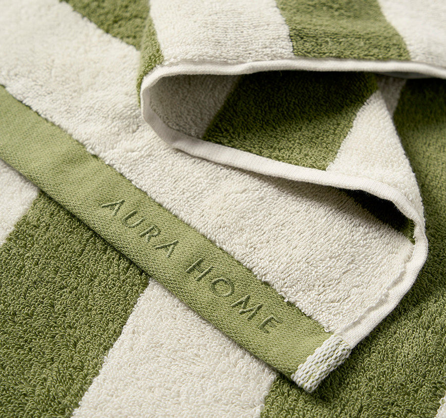 Riviera Stripe 5 Piece 580GSM Cotton Bath Towel Set Caper