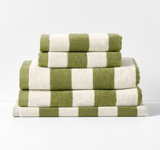 Riviera Stripe 5 Piece 580GSM Cotton Bath Towel Set Caper