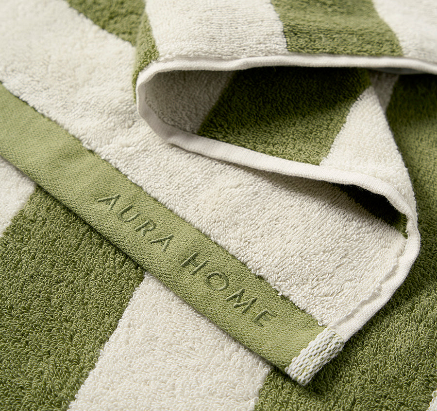Riviera Stripe 580GSM Cotton Bath Towel Range Caper