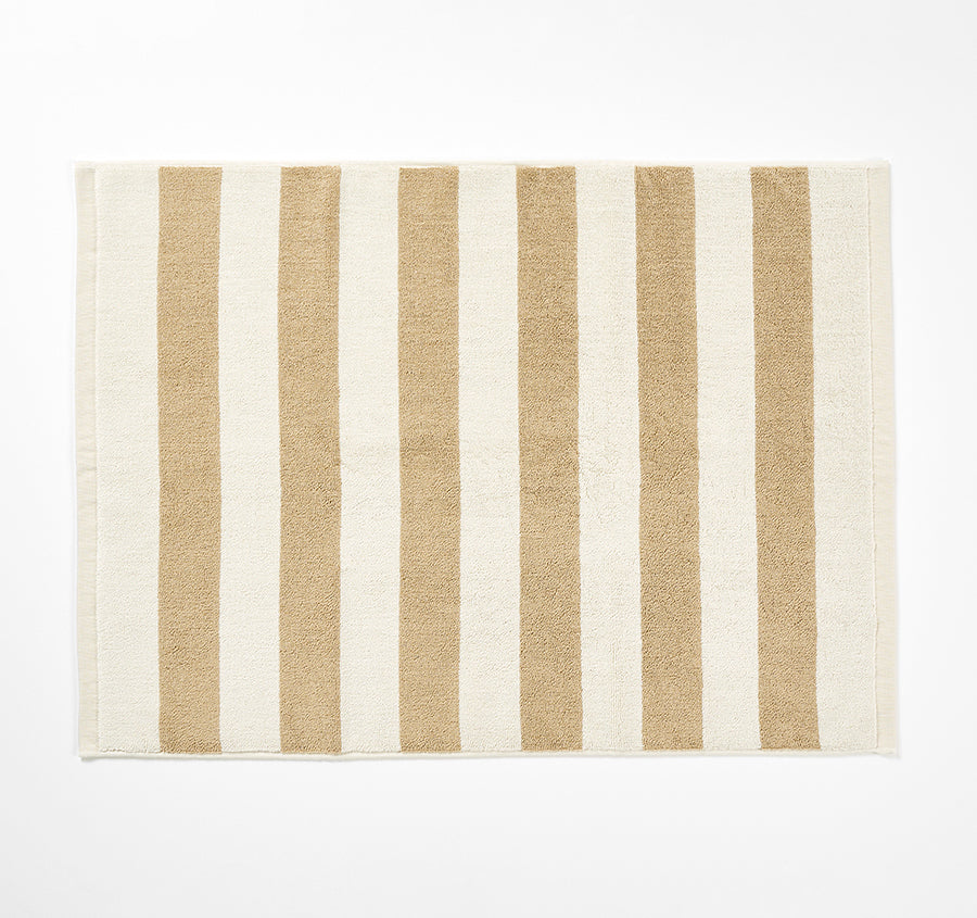 Riviera Stripe 580GSM Cotton Bath Mat Caramel