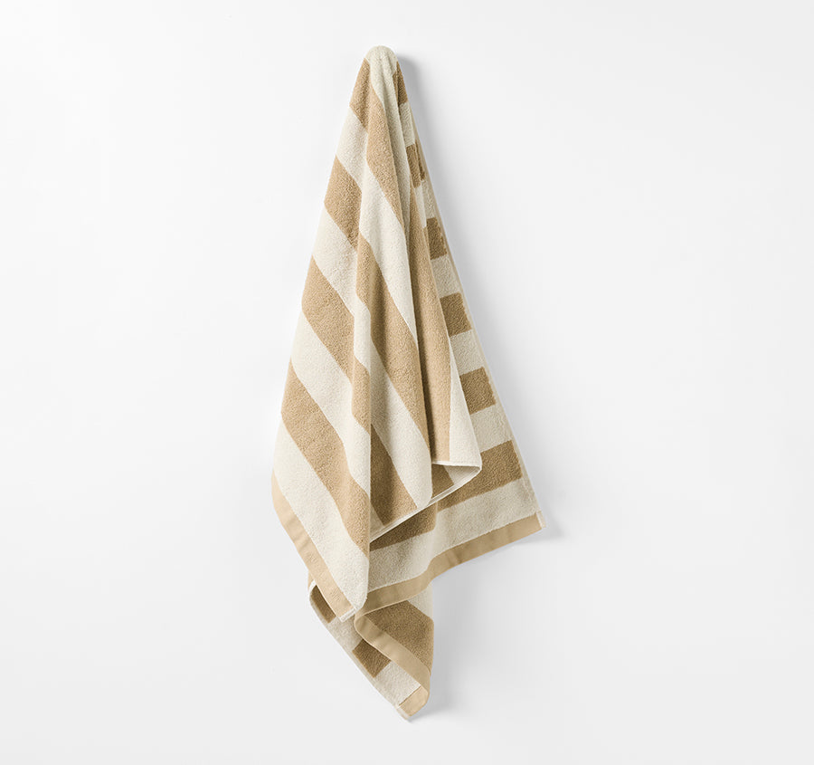 Riviera Stripe 580GSM Cotton Bath Towel Range Caramel