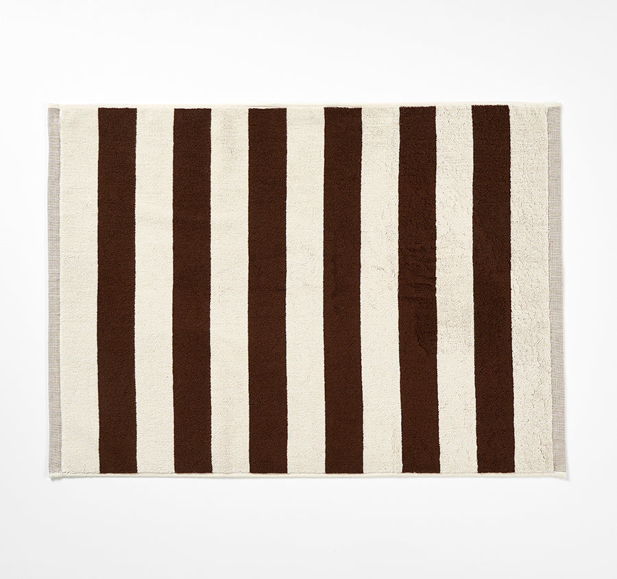 Riviera Stripe 580GSM Cotton Bath Mat Chocolate