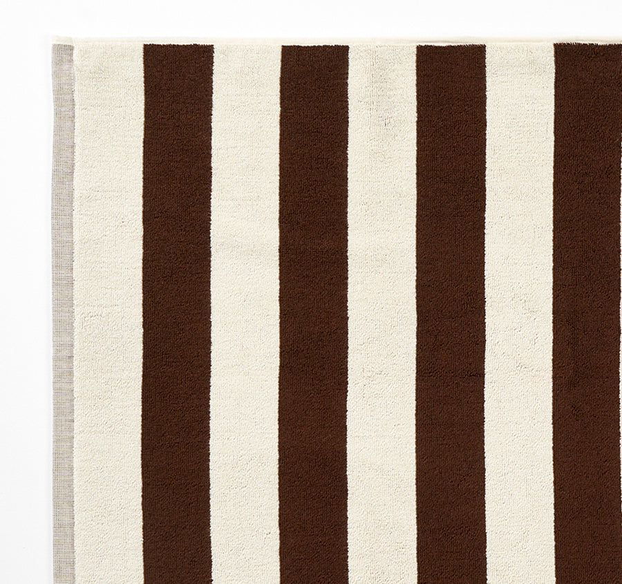 Riviera Stripe 580GSM Cotton Bath Mat Chocolate