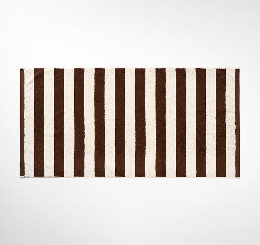 Riviera Stripe 580GSM Cotton Bath Towel Range Chocolate
