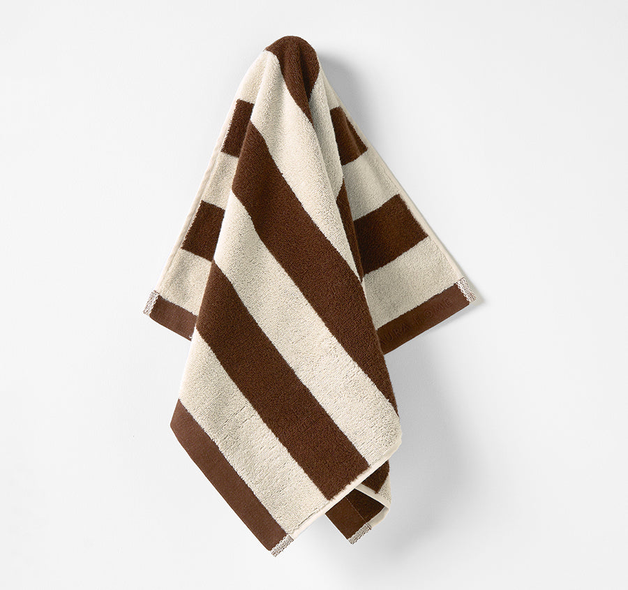 Riviera Stripe 580GSM Cotton Bath Towel Range Chocolate