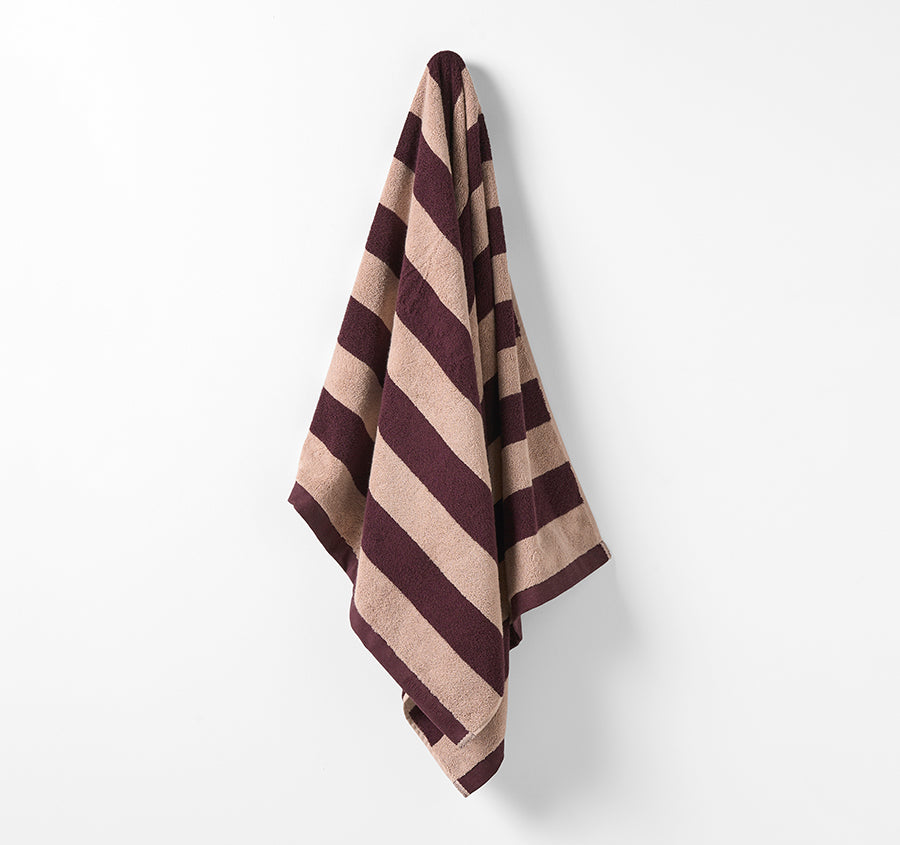 Riviera Stripe 5 Piece 580GSM Cotton Bath Towel Set Mulberry
