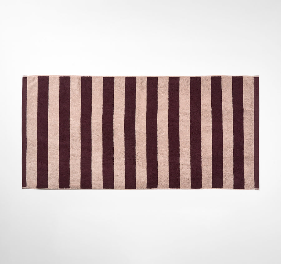 Riviera Stripe 580GSM Cotton Bath Towel Range Mulberry