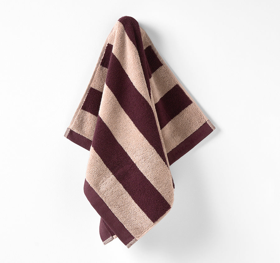 Riviera Stripe 580GSM Cotton Bath Towel Range Mulberry