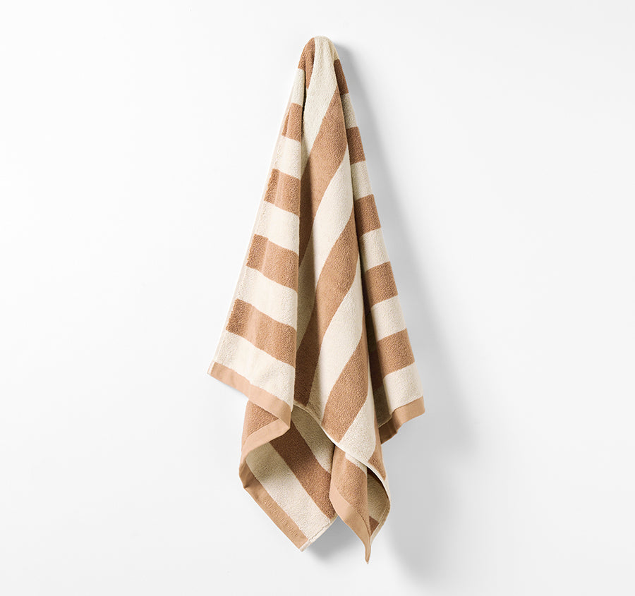 Riviera Stripe 5 Piece 580GSM Cotton Bath Towel Set Pecan