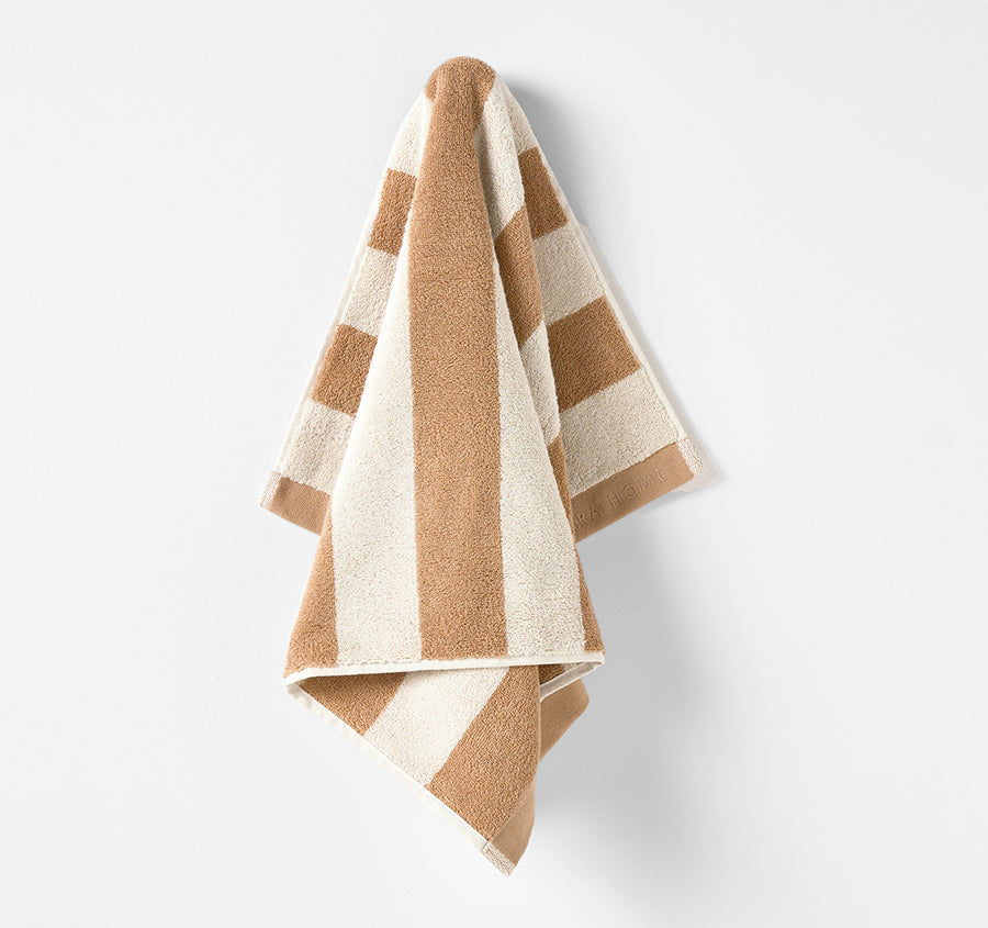 Riviera Stripe 5 Piece 580GSM Cotton Bath Towel Set Pecan