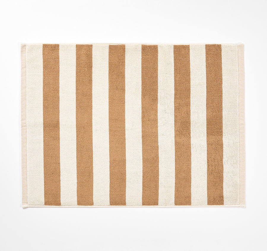 Riviera Stripe 580GSM Cotton Bath Mat Pecan