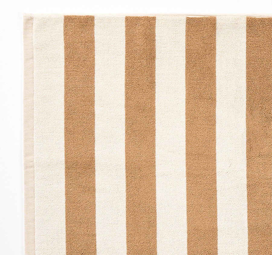 Riviera Stripe 580GSM Cotton Bath Mat Pecan