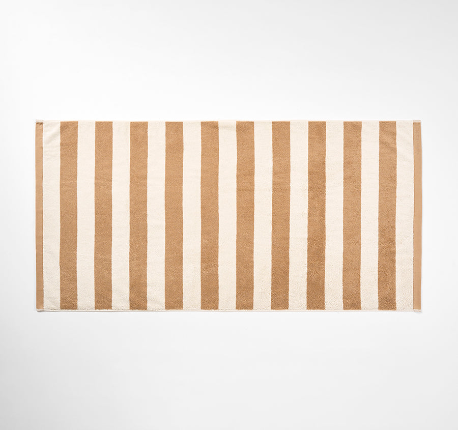 Riviera Stripe 580GSM Cotton Bath Towel Range Pecan