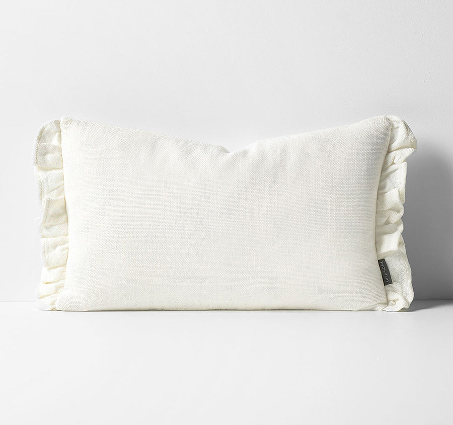 Ruffle 30x50cm Filled Cushion Ivory