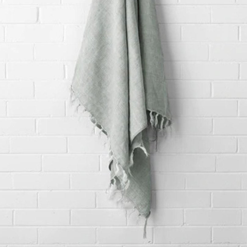Vintage Linen Fringe 130x170cm Throw Rug Limestone