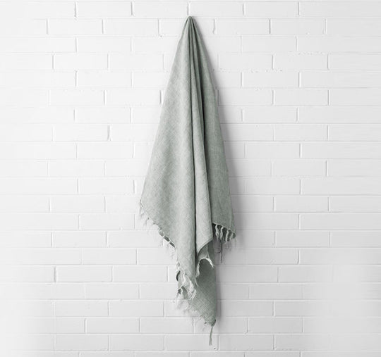 Vintage Linen Fringe 130x170cm Throw Rug Limestone